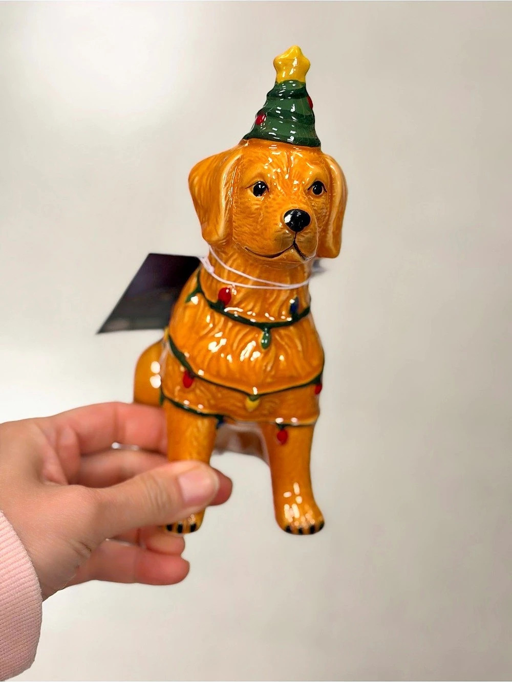 Christmas Dog Figurine Orange & Green